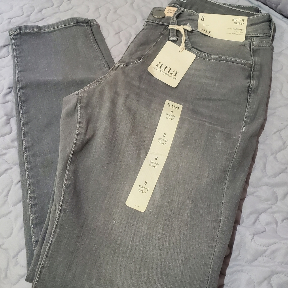 a.n.a mid rise skinny size 8 lt asphalt